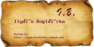 Ilyés Boglárka névjegykártya