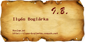 Ilyés Boglárka névjegykártya